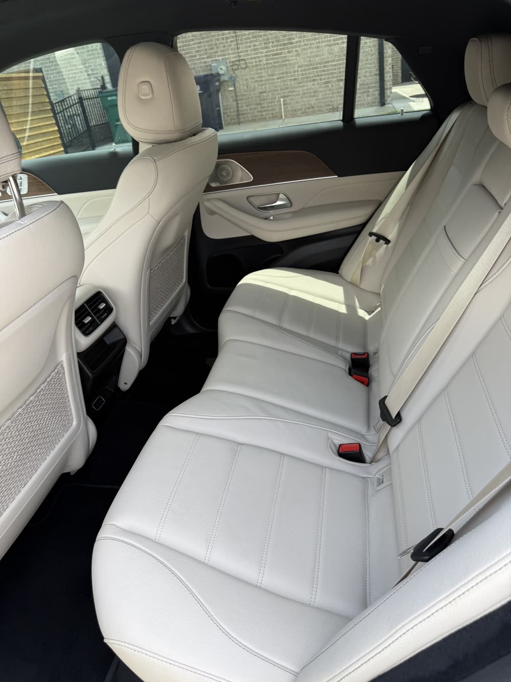 Mercedes GLE cream leather rear seats after interior detail in Oklahoma City metro
